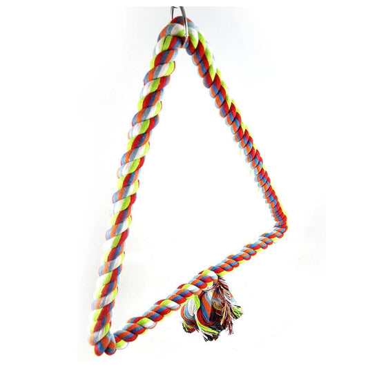 Triangle Bird Rope Swinging Bass - All Natural Material - Climbing and Chewing Safety - Bird Cage Toy Accessories - Perfect for Grey Parrots, Long tailed Parrots, and Cockatows