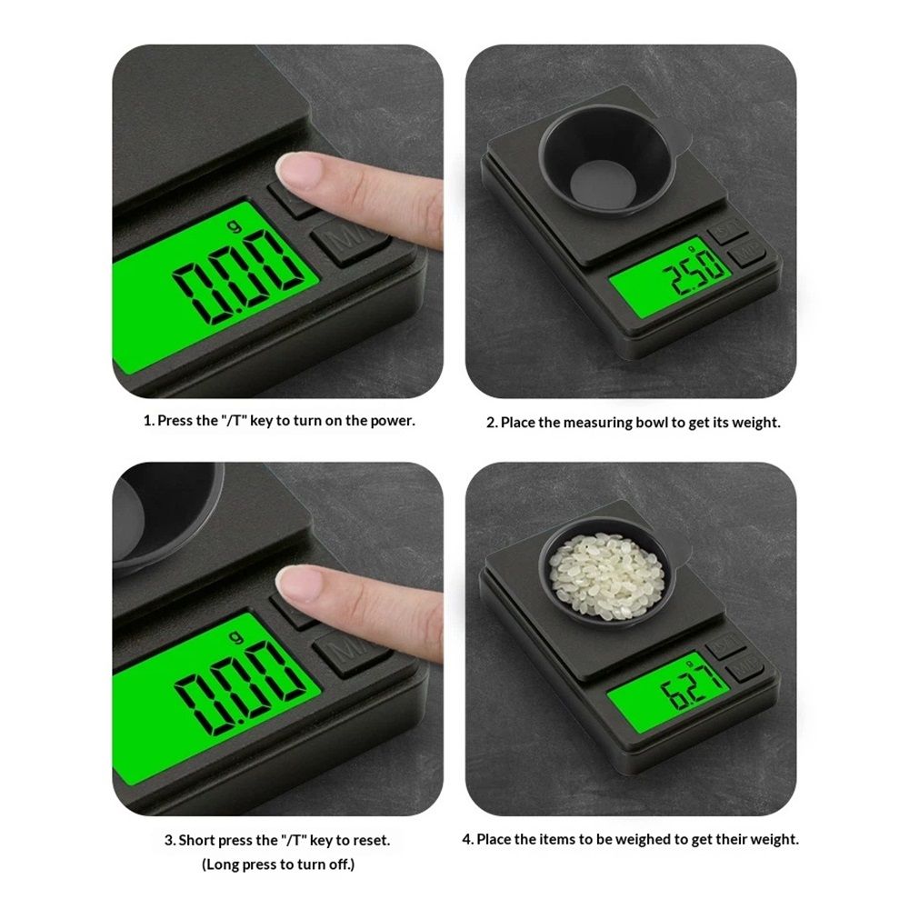 Portable Milligram Scale 500g/0.01g, Gram Scale with 7 Units, High Precision Powder Scale with Cover, Backlit LCD(Battery not included)