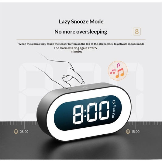 Small Digital Alarm Clock Large LED Display Digital Clock for Bedroom,Mirror Surface LED Electronic Desk Clock,Dimmable for Heavy Sleepers Office,USB Ports