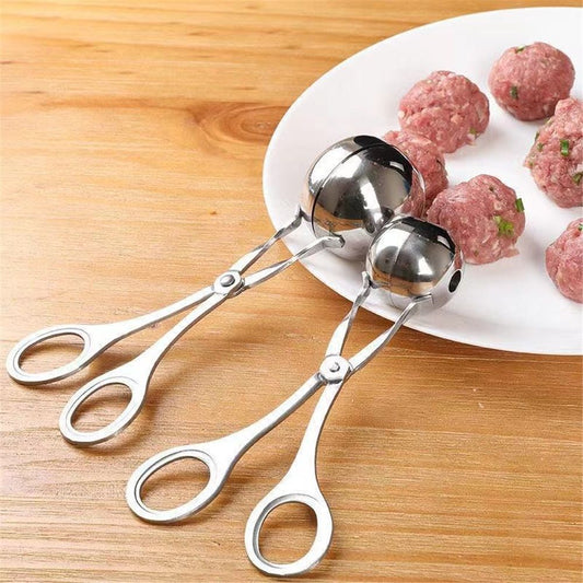 2 pack Meat Maker Tools Dough Meatball Scoop Non Stick Stainless Steel for Rice Meat Cookie Makingďź1 big and 1 smallďź