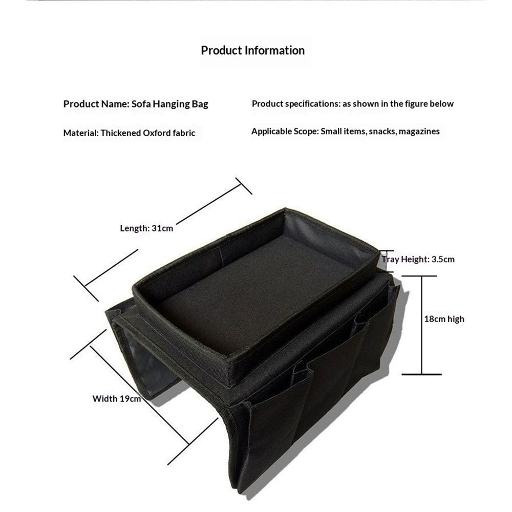 Sofa Armrest Organizer with Cup Holder Tray Chair Arm TV Remote Holder for Recliner Couch Armchair Caddy Bedside Storage Pockets Bag for Cellphone Tablet Book Magazines Drinks Pouch(black)