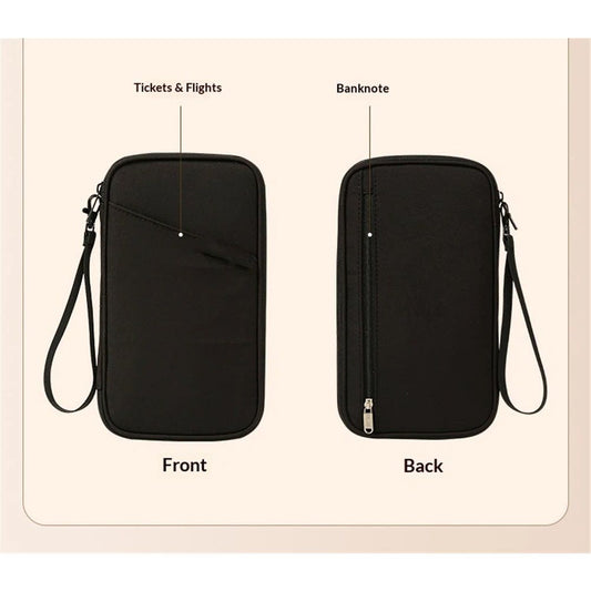 Family Passport Holder,Upgraded Material Travel Passport Wallet ,Travel Document Organizer Case for Passport,Card and Money(black)