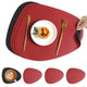 4 pack Placemats, Dual-Sided Placemats Waterproof Faux Leather Placemats Set of 4 Place Mats and Coasters Non-Slip Washable Table Mats for Dining Table (Only dining mat,Red Black, Set of 4)