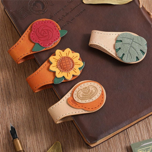 4 PCS Vintage Magnetic Leather Bookmark, Leather Magnetic Bookmarks for Women, Magnetic PU Bookmarks Clip Book Accessories