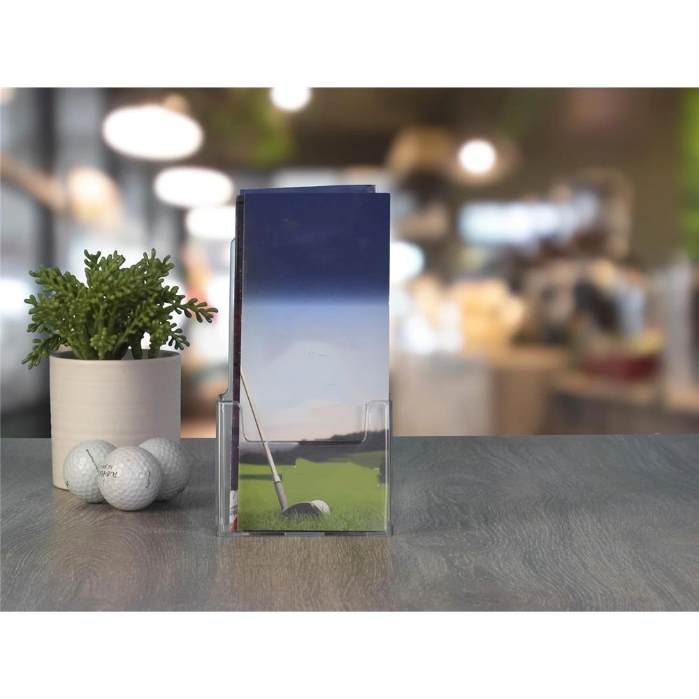 Brochure Holder Slant Back Clear Acrylic Countertop Ad Display Stand by Marketing Holders(20.8*11.1*8.2cm)