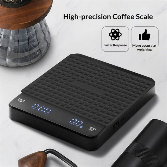 Coffee Scale 3kg/0.1g High Precision Pour Over Drip Espresso Scale with Back-Lit LCD Display for Pour Over Maker Brew(black)