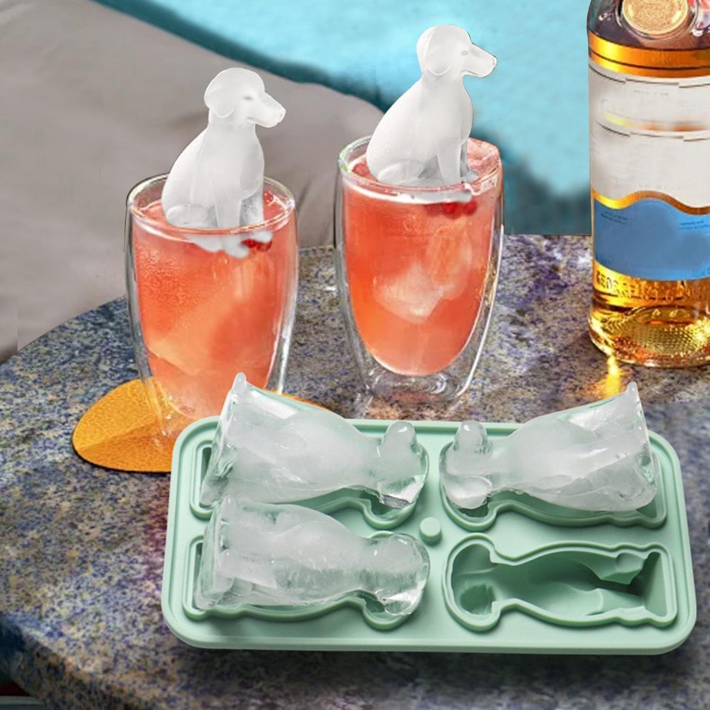 Labrador Dog Ice Cube Mold, Dog Shapes Ice Cube Tray, Silicone Ice Mold Fun Shapes, Make 4 Cute Dog Ice Balls for Whiskey