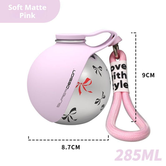Pink Floral Print Xiaoman Portable Pet Water Bottle