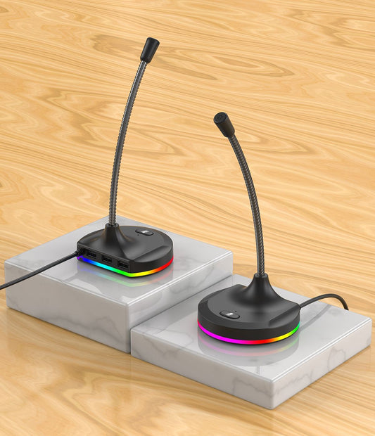 RGB Desktop Microphone 3 USB HUB Model Black