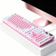 104 Keys Wired Keyboard Pink And White