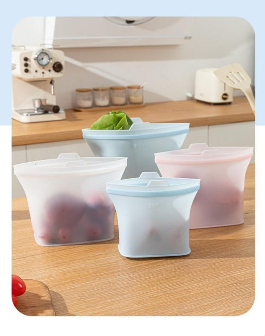 2 Pack Food-Grade Silicone Food Storage Bags, Clear, 1500ml