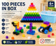 100pcs With Storage Box 10 Colors Mixed PP Square Blocks