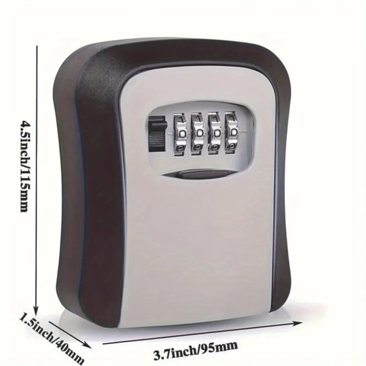 Household Wall-Mounted Key Box, Waterproof Secure Key Lockbox with Combination Lock, Large-Capacity Outdoor Key Safe for Storing Spare House Keys.grey