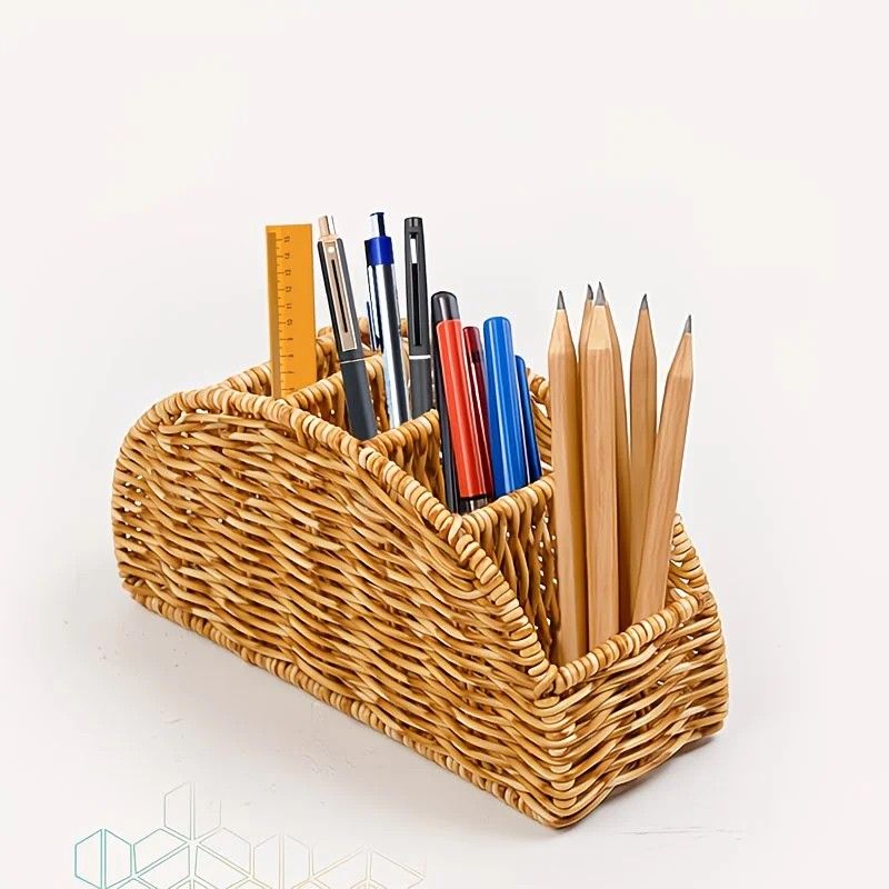 Handwoven Remote Control Storage Box, eco-friendly material, large capacity for categorized storage, fits coffee tables and desktops, easily eliminates clutter, adding a natural and warm touch to your home.(brown)