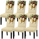 6PCS Christmas Stretch Dining Chair Covers | Snug-Fit Elastic Design, Printed with Ornaments, Snowflakes & Gold Bows, Removable & Machine Washable, Soft Stretch Protective Covers, Ideal for Holiday Gatherings & Home Décor