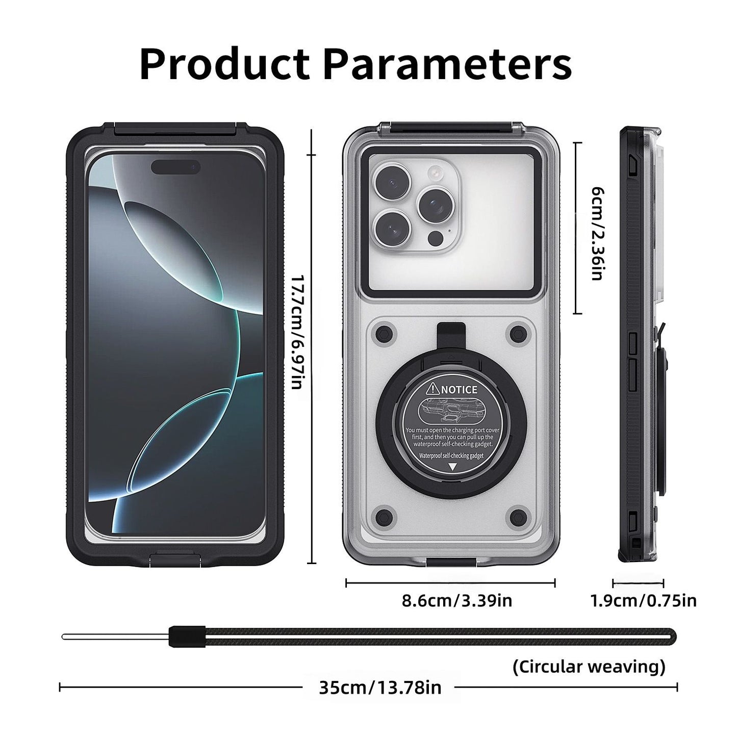 Newly Upgraded IPX8 Diving Phone Case, 15m Waterproof, 6.9-inch Universal, Surfing Swimming Underwater Photography, Shockproof and Scratch-Resistant.black