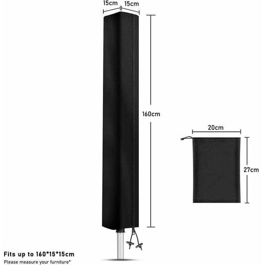 Waterproof Outdoor Rotary Clothesline Cover Black, 120D Oxford Fabric Protective Cover for Rotary Clothesline with Zipper, 160 X 15 X 15 cm, 15 cm