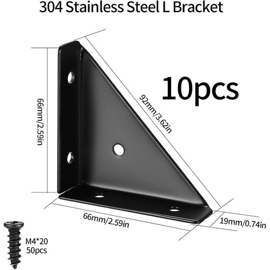 10 Pcs of Angles in Metal Wood Black Tables, Cabinets Mounting Angle Connector of Angle Corner Metallique 90 Degrees