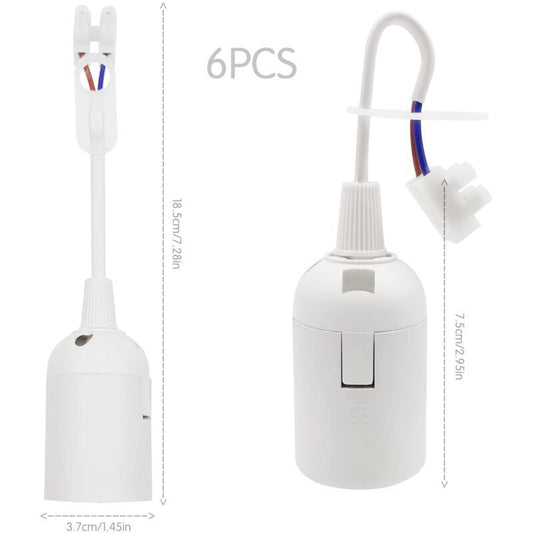 PCS Douille of Lamp E27 Holder of Bulb E27 Renovation of Batiment with Cable of Chantier 4A 250V Base of Light of Suspension Max.60W, White