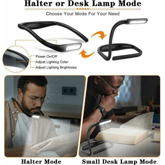 Neck Reading Lamp, 3 Colors the Tricot the Repair Flexible Arm Rechargeable, LED Reading Lamp Adjustable Brightness