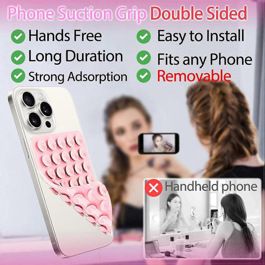 New Silicone Suction Cup Phone Case Mount Double Sided, Phone Accessory Handsfree Strong Grip Holder for Selfies and Videos White
