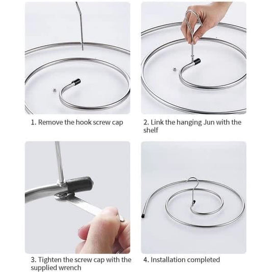 QU/2 pcs Clothes Drying Rack Stainless Steel Laundry Holder Spiral Hanger for Blankets, Sheets, Curtains (Silver)
