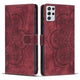 Mandala Embossed Retro Frosted Leather Phone Case Red For Samsung Galaxy S21 Ultra 5G