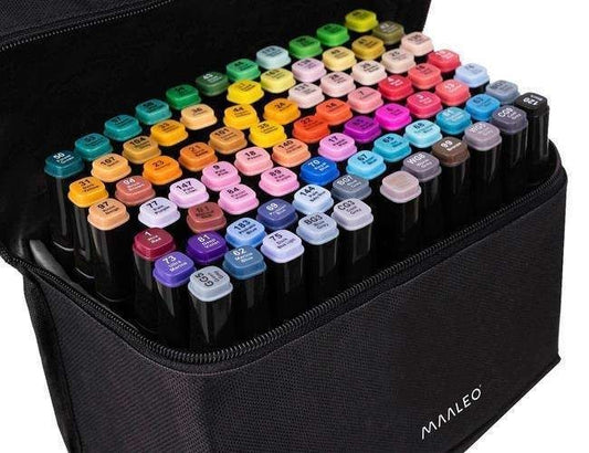 80-Pack Double-Sided MultiColor Marker Pens with Case