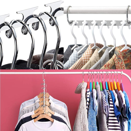 Silver Clothes Hanger Organizer with Connection Hook