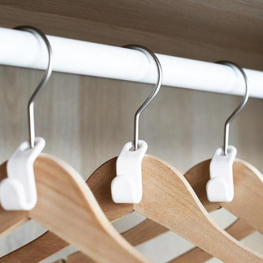 10-pack White Clothes Hangers with Connecting Hook, Organizer