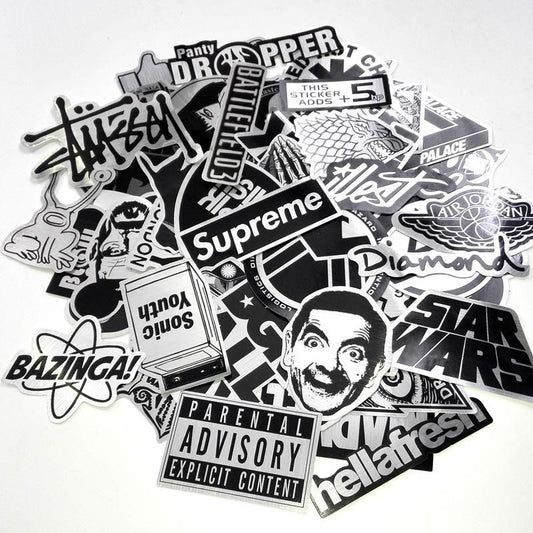 50pcs Waterproof Metal Stickers for Laptop Skate Fashion Graffiti, MultiColor