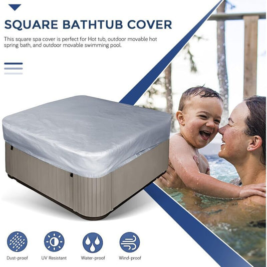 Square Grey Replacement Hot Tub Spa Cover Waterproof UV Protection, 200 x 210cm