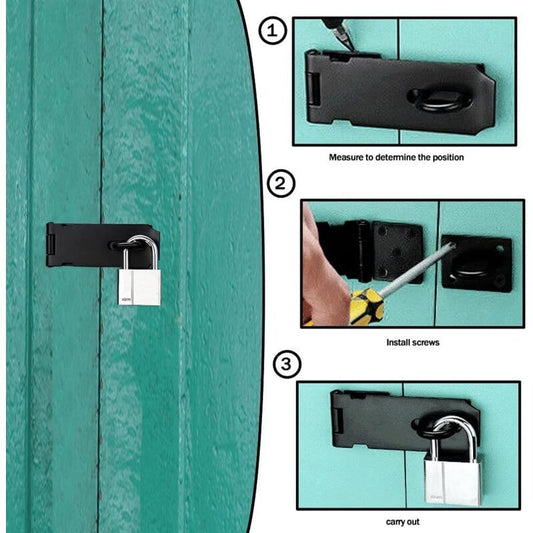 2 Pieces Door Latch Hasp Clasp Latch with Screws, Matte Black Finish Stainless Steel Heavy Duty Latch