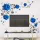 Wall Decal, Blue Rose Wall Stickers Blue Peony Floral Wall Decor Vinyl Wall Art for Bedroom TV Wall Decor