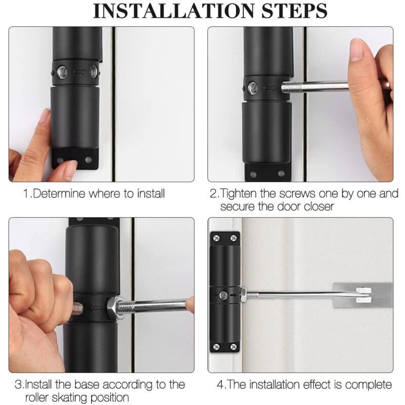 Automatic Door Closer, Spring-Loaded Door Closer, Adjustable Zinc Alloy Automatic Closing for Living Room or Shop, Controls up to 40KG