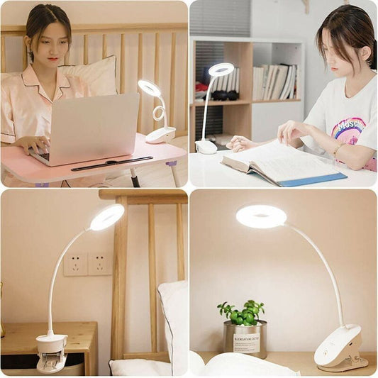Battery-Powered Clip-on Reading Light for Bed, with 3 Brightness Levels, Rechargeable Via USB