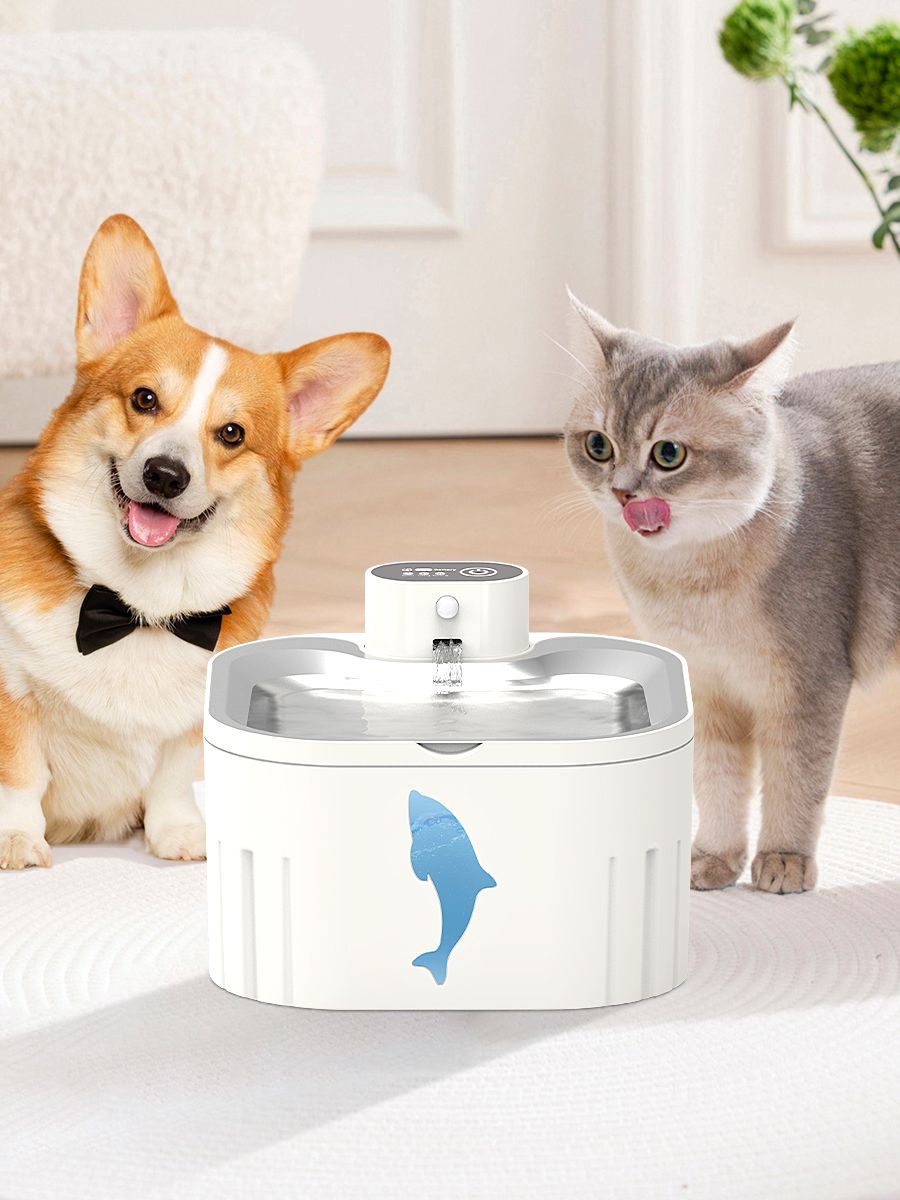 U7 Cat Water Fountain Waterer 3L/101oz, Wireless & USB Rechargeable Pet Water Fountain with 304 Stainless Steel Lid, Smart Infrared Motion Sensor Automatic Pet Water Dispenser, Ultra Quiet Pump, Detachable Easy Clean