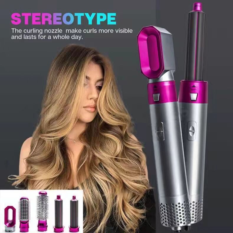 5 in 1 Hot Air Brush Hair Styler Set, Multi Interchangeable Attachments Hair Dryer Brush, Straightener Curler Volumizer Comb, Ionic Blow Dryer Styling Tool for All Hair Types(White))