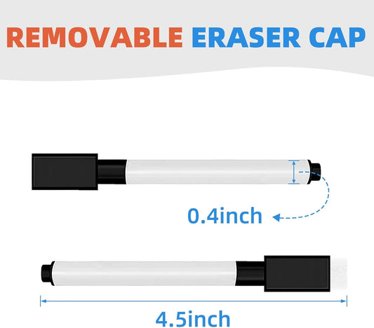 25Pcs Black Magnetic Dry Erase Markers with Eraser Cap, White Board Mini Dry erase Markers Bulk, Fine Point Tip Student White Board Markers for Teachers Office School Supplies