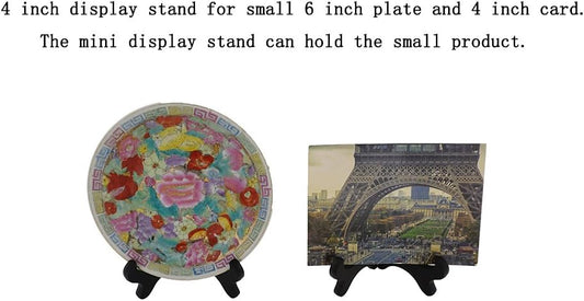 Black 4" Wood-Like Plastic Easels Plate Display Stands Picture Frame Stand Holder-Set of 4