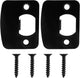 Black Door Strike Plate Stainless Steel Round Corner Door Latch Plate with 4pcs Screws for Door Repair and Reinforcement