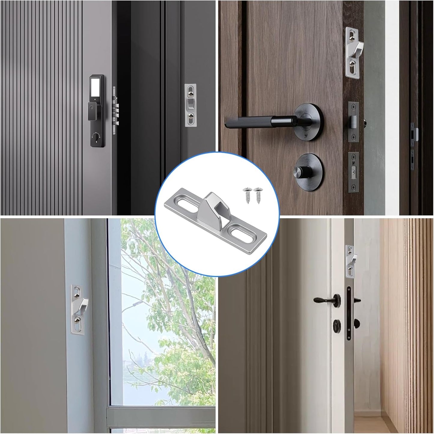 2-Pack Sliding Door Keeper - Chrome Plated Sliding Glass Lock with mounting Screws Slide Sliding Door Lock Latch Hardware Replacement for Various Sliding Patio Door
