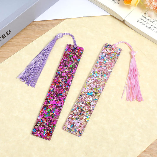 2Pcs Funny Bookmarks,Glittering Book Marks for Reading,Elegant Bookmark for Women with Tassels Book Lovers Gifts