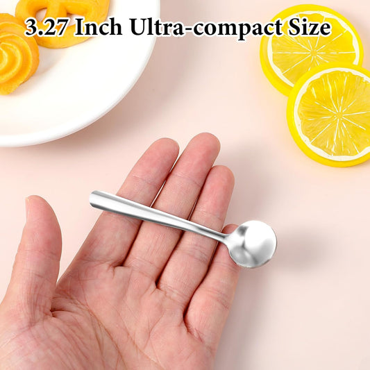 4Pcs Tiny Spoons for Spices, 3.5 Inch Stainless Steel Spice Spoon, Small Spoons for Spice Jars, Mini Metal Spoon for Sugar Salt Honey, Silver