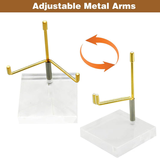 4Pcs Acrylic Easel Display Stand with Adjustable Metal Arms, Crystal Geode Stand for Gemstones Fossils Minerals (2.4 Ă 2.4 Ă 3.5 Inch)