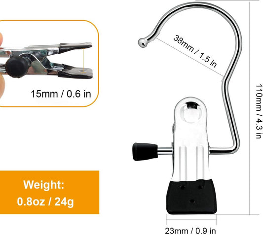 Boot Hanging Clips Hooks - 8 Pcs Boot Hangers Laundry Clips Stainless Steel Clothes Pins for Drying Sock (Black)