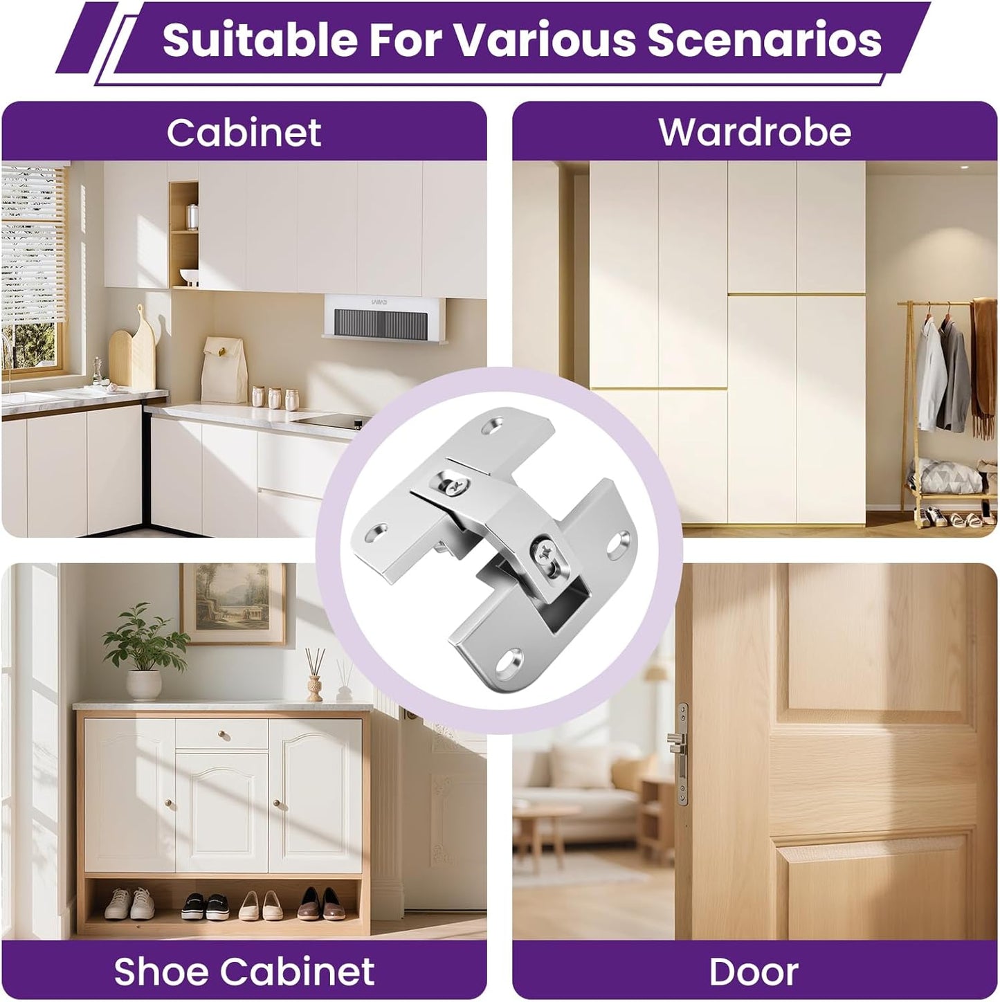 2Pcs 343.90.710 Pie Cut Corner Hinges | Zinc Alloy Adjustable Concealed Replacement Hinges with Screws | Fits SSP 17/19/21, Cabinets & Bifold Doors