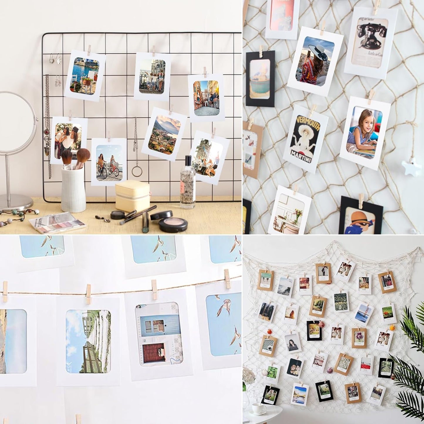 20Pcs Paper Photo Frames, 4x6Inch White Picture Display Holders, Cardborad Picture Frames with String and Clips, DIY Graduation Photo Hanging Banner for Home, Classroom, Offices