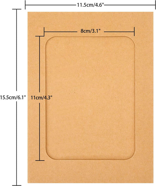 30Pcs Brown Paper Picture Frames, 4x6 inch Cardboard Photo Frames with Wooden Clips and String, DIY Picture Frames for Kids Artwork, Bedroom, Classroom Wall Decor Hanging Photo Display