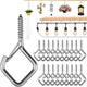 20 Pcs 304 Stainless Steel Eye Screw Hooks for Hanging Heavy Duty.Windproof Ceiling Hooks for Hanging Plants,Cup,Wind Chime,Bird Feeders,Christmas String Lights at Indoor&Outdoor 2.2 Inch